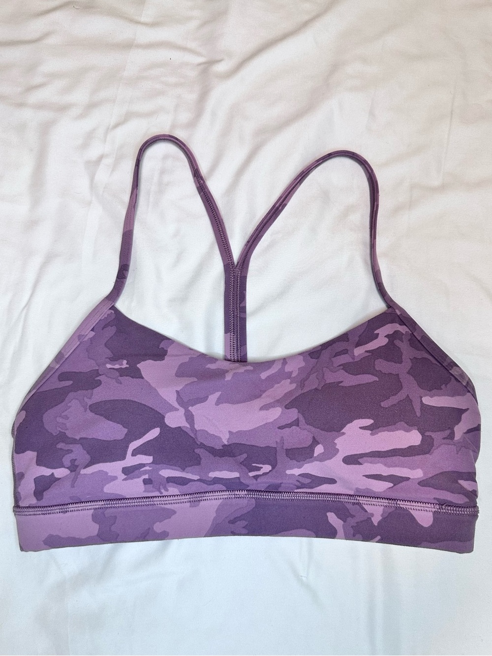 Lululemon Flow Y Bra IV Purple Camo Low Support Yoga Sports Bra Size 8